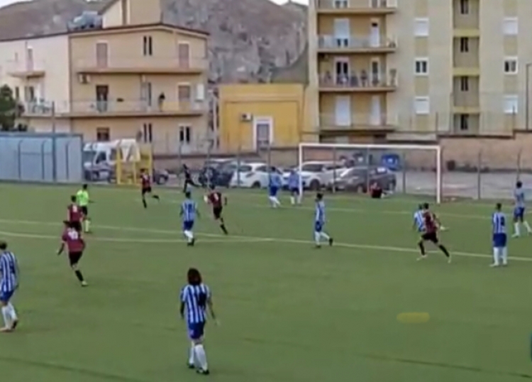 Il gol realizzato dal Casteltermini con Cantavenera nel primo tempo