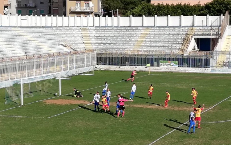 Il gol del momentaneo vantaggio del Salemi sull&#039;Akragas.