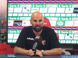 Roberto Stellone in sala stampa al termine della gara vinta dal Palermo con la Ternana.