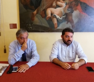 Un momento della conferenza stampa dell&#039;assessore comunale di Agrigento Giovanni Amico convocata per parlare del nuovo progetto &quot;Olimpica Akragas&quot;.